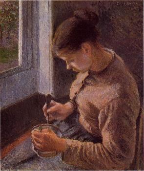 卡米耶 畢沙羅 Breakfast, Young Peasant Woman Taking Her Coffee